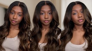 BROWN BALAYAGE GLUELESS WIG INSTALL 😍 | Ft. Unice Hair Amazon