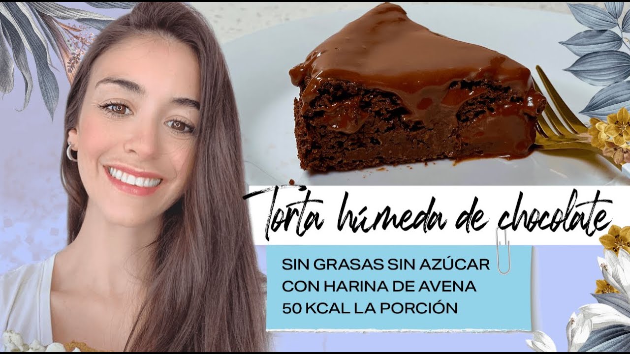 BIZCOCHUELO DE CHOCOLATE HÚMEDO SIN AZÚCAR, CON HARINA DE AVENA, SIN GRASAS + GANACHE SALUDABLE