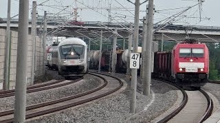 preview picture of video 'Mering St.-Afra - BR 440 (Fugger Express) - ICE - IC - BRB - viele Güterzüge - ÖBB'