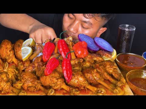 SPICY CHICKEN LOLLIPOP + 3 KING CHILLI 🌶🌶🌶 MUKBANG