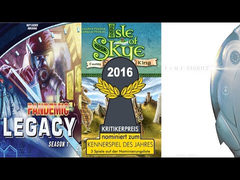 Kennerspiel des Jahres 2016: Nominiert sind Pandemic Legacy, Isle of Skye und T.I.M.E Stories