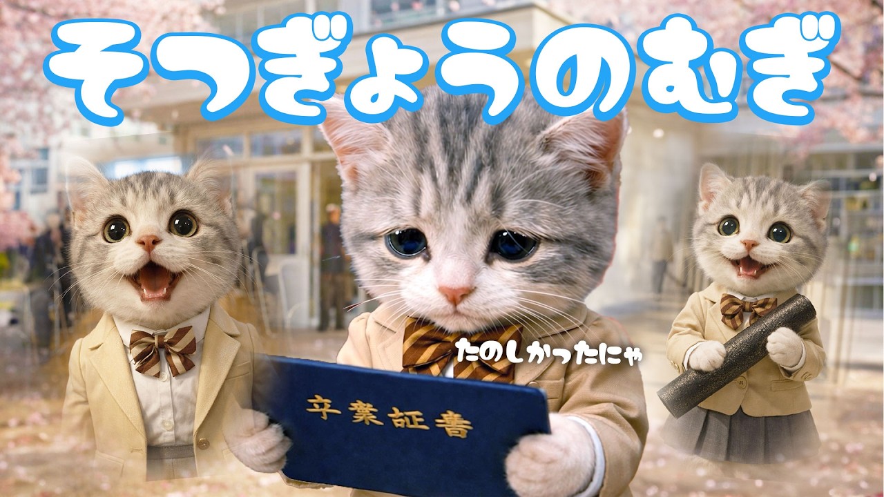 【社畜ねこのむぎ】むぎの高校時代!! 高校を卒業したむぎに密着🐱🎓