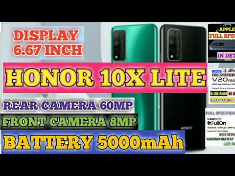 || HONOR 10X LITE||  || 5000mAh || || 60MP || || 8MP ||