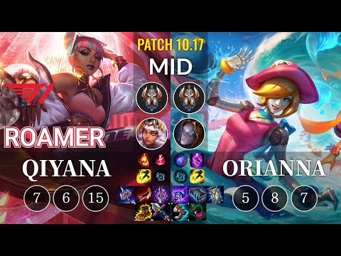 T1 Roamer Qiyana vs Orianna Mid - KR Patch 10.17