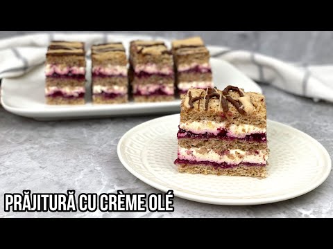 Prajitura cu CREME OLE, sos fin de fructe si foi pufoase cu nuca | @egustos