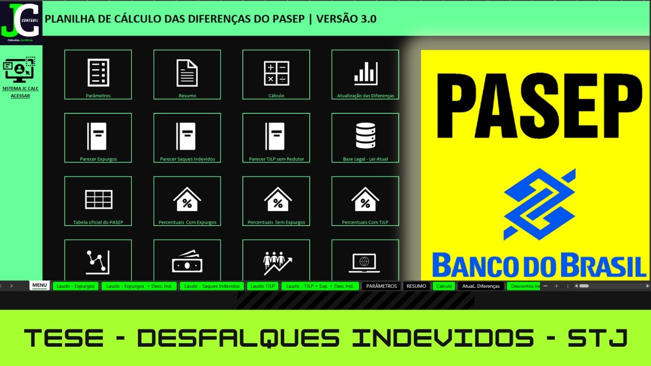 PLANILHA DE CÁLCULO DO PASEP - DESFALQUES INDEVIDOS