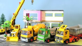 Bagger, Trucks & Lastwagen - Bau einer Villa - Baustelle für Kinder - Playmobil Vehicles for Kids