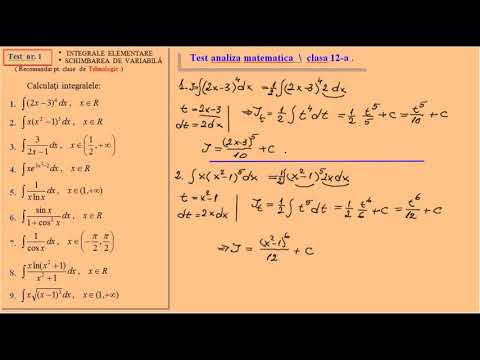 Test de analiza matematica, clasa a 12-a (tehnologic)