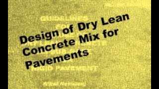 #highways, Mix Design of Dry Lean Concrete (DLC) for Rigid Pavements, IRC SP 49, 2014