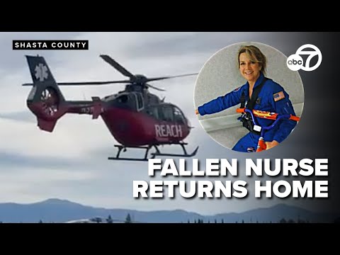 Fallen flight nurse Suzie Smith arrives at Red Bluff airport after final flight