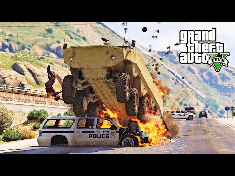 GTA 5 APC TANK HIGH SPEED CRASHES POLICE CHASE EP.2 - IMPACT COMPILATION - DESTRUCTION