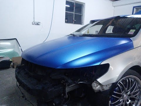 VW Passat CC R36 Motorhaube (Azur Blau Metallic Matt)