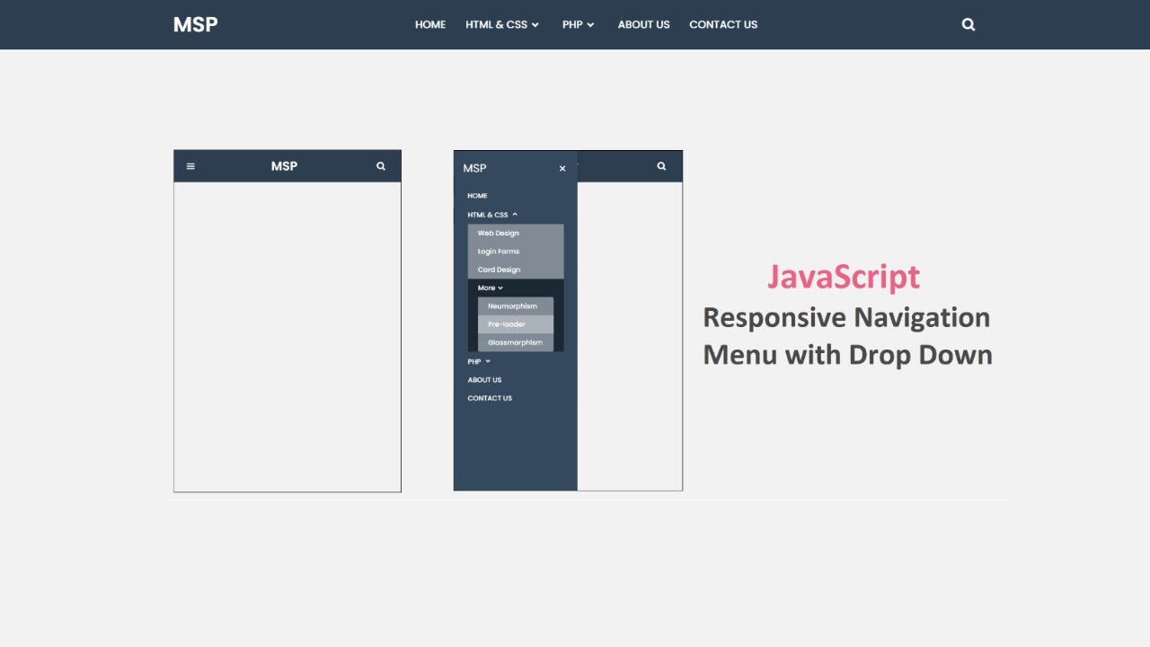 How to make JavaScript Responsive Navigation Menu with Drop Down