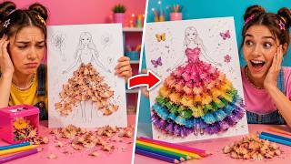 🎨💡 EPIC STUDENT ART HACKS! Beginner VS Pro DIY Creations | by 123 GO!