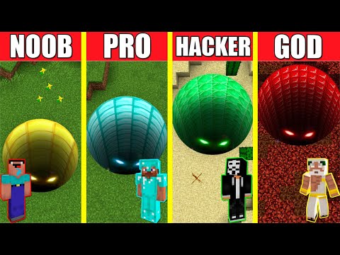 Minecraft Battle: TUNNEL HOUSE BUILD CHALLENGE - NOOB vs PRO vs HACKER vs GOD / Animation PIT HOLE