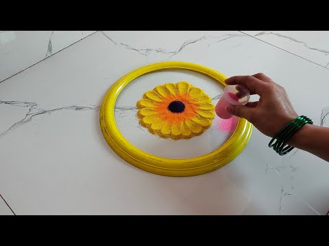 🌼 Peacock Feather Flower Rangoli |Jhat Pat Pata Pat Rangoli | Swas Art #rangoli #peacockrangoli