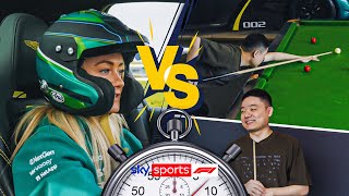 Aston Martin's Jessica Hawkins vs Ding Junhui in UNIQUE Silverstone challenge!