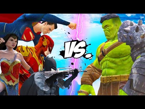 PLANET HULK VS JUSTICE LEAGUE - SUPERMAN, BATMAN, WONDER WOMAN, THE FLASH, CYBORG, AQUAMAN VS HULK