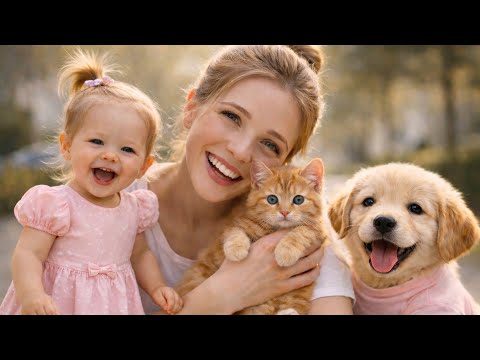 Lily and Max Welcome a New Member to the Family ai #baby #puppy #relaxing