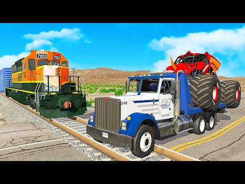 Flatbed Long Trailer Truck Speed Bumps Transport Car Rescue