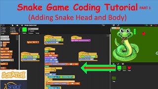 Snake Game Coding Tutorial Part 1 (How to Create the Snake Head Sprite) using Scratch and SNAP