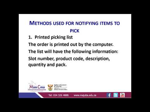 Wholesale and Retail L3 (DC -The picking and distribution process - Lesson 8) - Ms N.A. Mndebele