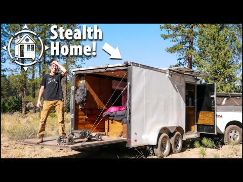He lives in cargo trailer & it’s actually nice?? DIY Tiny Home