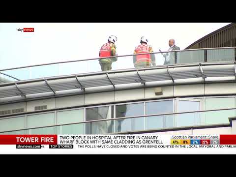 Ballymore New Providence Wharf Fire Blackwall Canary Wharf First Sky News Package 7/5/21