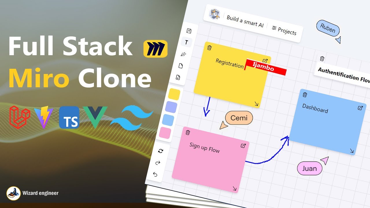 Build A Real-Time Miro Clone :  Part #1  With Vue3,Tailwind CSS,TypeScript,Laravel Reverb,Laravel 11