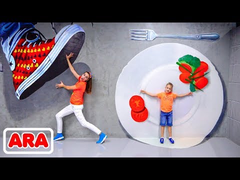 فلاد ونيكيتا وقتا ممتعا في متحف الأوهام وحديقة الديناصورات