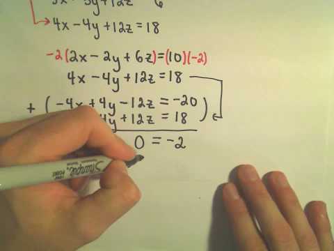 Systems of Linear Equations - Inconsistent Systems Using Elimination by Addition - Example 1
