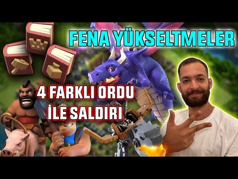 TH 13 KİTAPLARA BYE BYE ! 4 FARKLI ORDU İLE SALDIRILAR CLASH OF CLANS