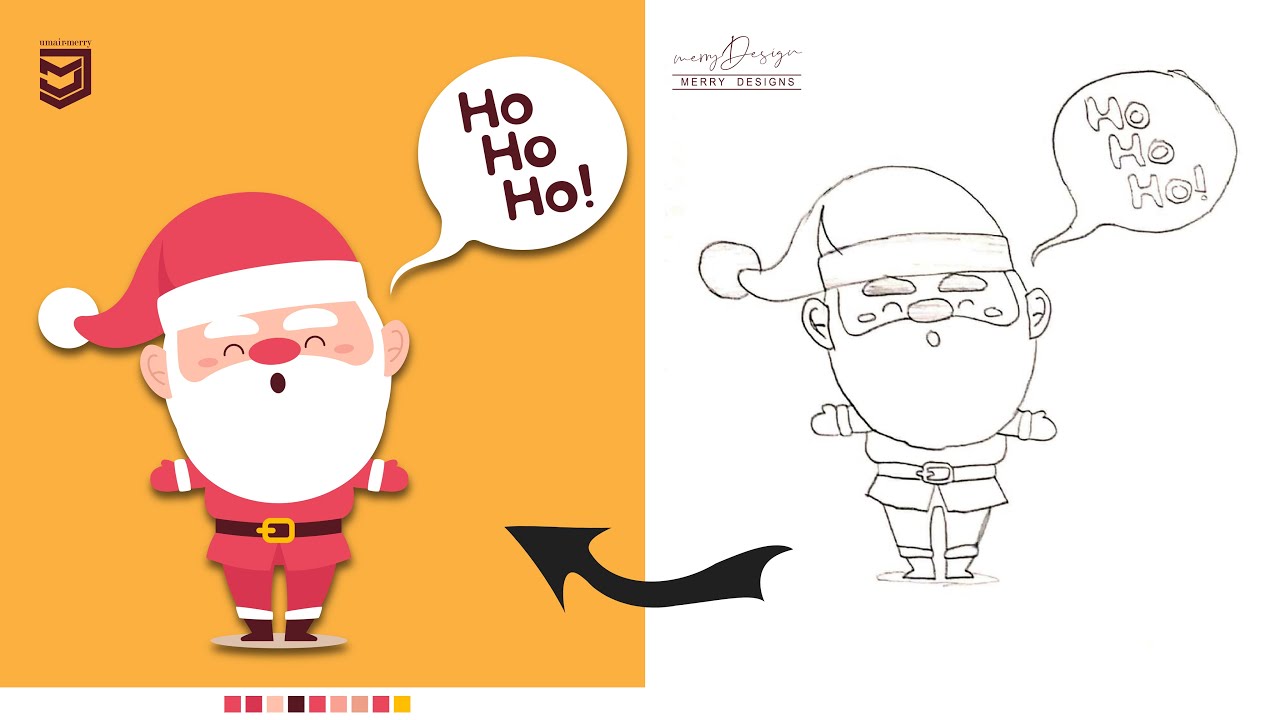 Hand Drawn Santa Claus Character ★ Sketch to Vector ★Adobe Illustrator★