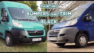 Painting BUMPERS and TRIM Black - DIY Budget Campervan Conversion