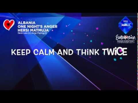 Hersi - One Night's Anger (Albania) Eurovision 2014 On screen lyrics
