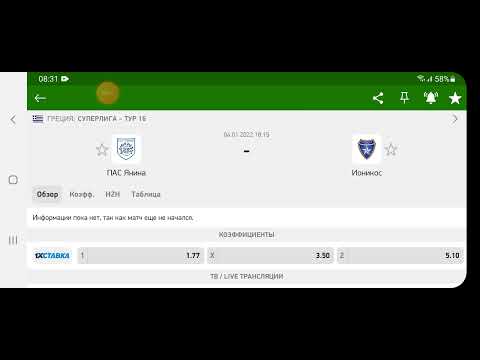 ОЙ: КФ - 1.70 ПАС Янина - Ионикос. Греция Суперлига. 04.01.2021. ПРОГНОЗ