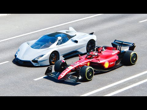 Ferrari F1 2022 F1-75 vs SSC Tuatara at Drag Race 20 KM