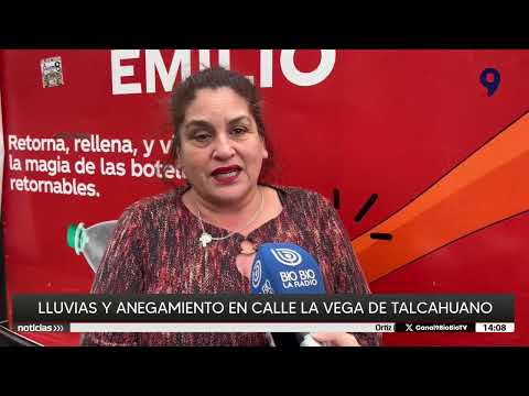 Lluvias y anegamientos en calle La Vega de Talcahuano