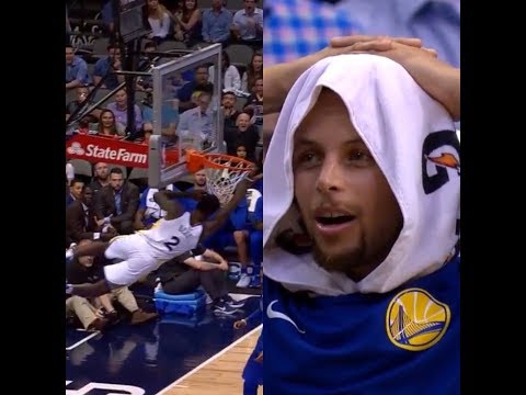 Jordan bell self alley Oop off the backboard dunk shock steph curry