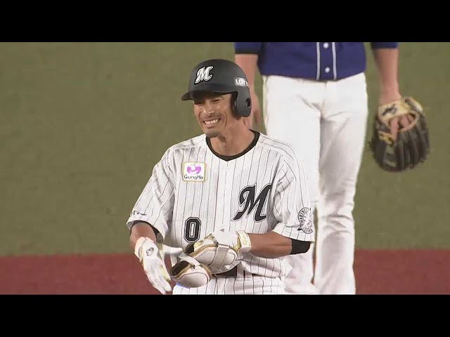 【7回裏】マリーンズ・荻野貴司 センターへのタイムリーヒットで貴重な追加点をあげる!! 2022年6月9日 千葉ロッテマリーンズ 対 中日ドラゴンズ