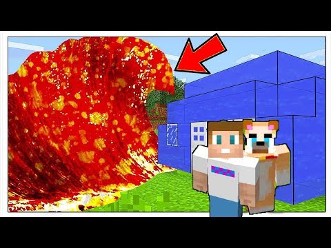 GIANT LAVA WAVE CRASHES WATER HOUSE!! (Minecraft #18)