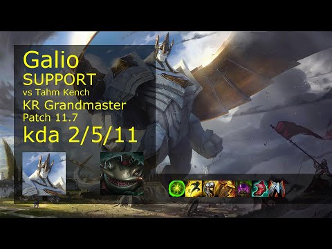 Galio Support vs Tahm Kench - KR Grandmaster 2/5/11 Patch 11.7 Gameplay // [롤] 갈리오 vs 탐 켄치 서폿