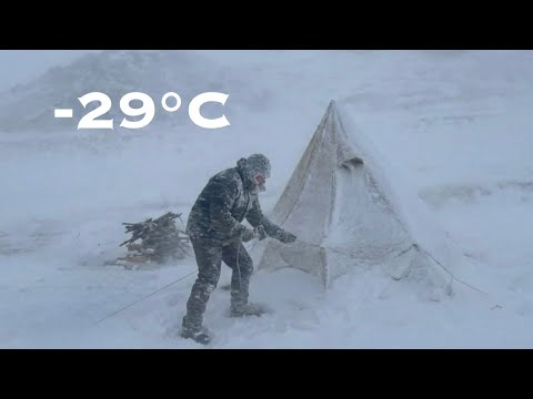 Alone in a Deadly Blizzard at −29°C | Hot Tent Survival in the Arctic