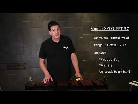 STAGG 37 Key 3 Octave Xylophone Marimba Set W/mallets+stand+padded Black Gigbag Padouk image 7