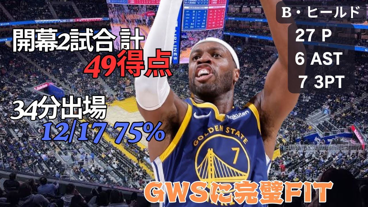 2024/10/26　NBA  warriors　ウォーリアーズ　B・ヒールド　ハイパフォーマンス　高確率３pt