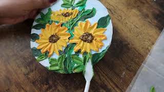 How to make your own texture paint | Sunflower palette knife painting