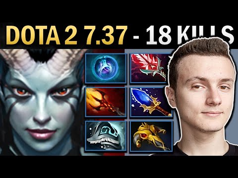 Queen of Pain Gameplay Miracle with Shivas and 18 Kills - Dota 7.37