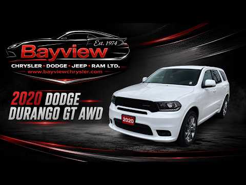 2020 Dodge Durango GT AWD in White for sale at Bayview Chrysler Dodge Jeep Ram in Sarnia, ON