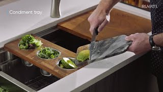 Ruvati 33-inch Workstation Dual Tier Double Bowl Low Divide