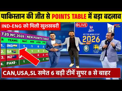 T20 WC POINTS TABLE 2026 | पाकिस्तान की जीत से पॉइंट्स टेबल में मचा बवाल | बदले सुपर 8 के समीकरण।